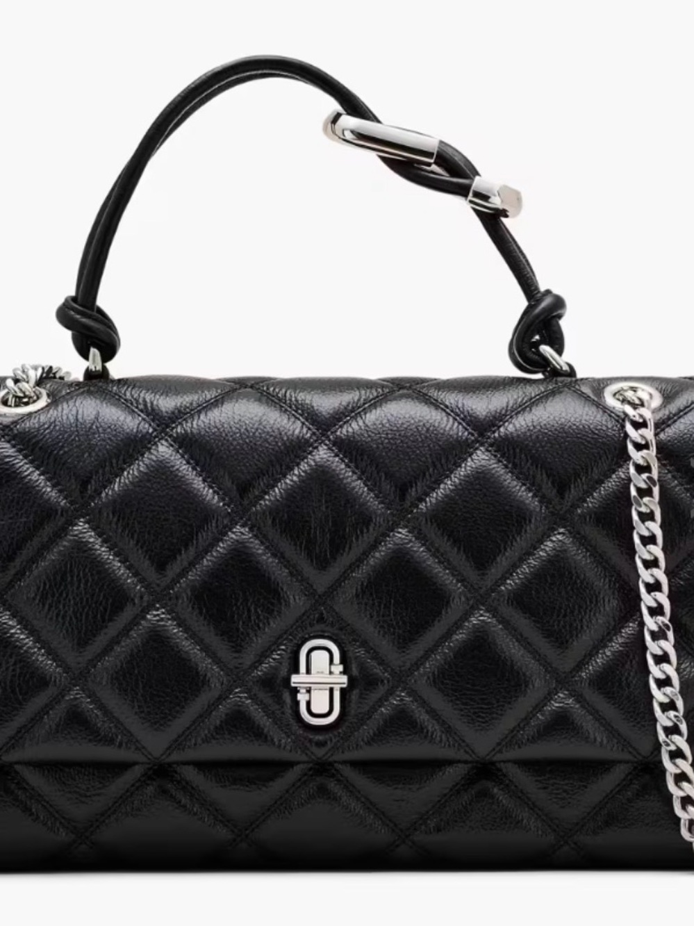 Marc Jacobs Black Quilted Leather Shoulder Bag with Silver Hardware